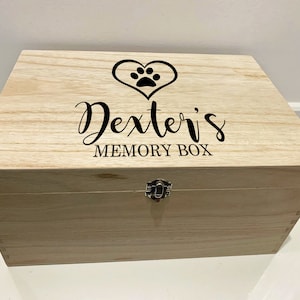 Large Personalised Engraved Wooden Pet Pawprint Memory Keepsake Box image 8