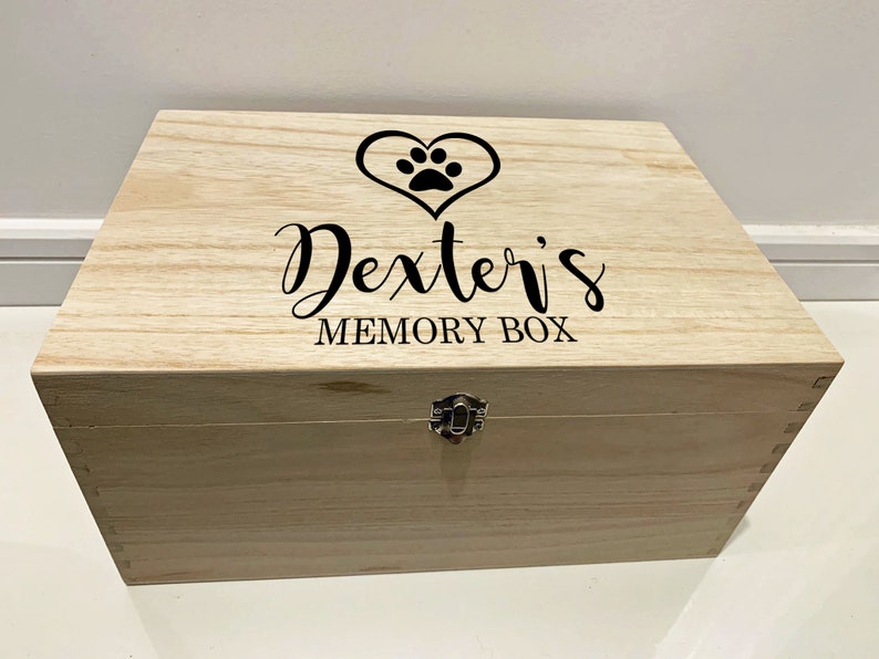 Large Personalised Engraved Wooden Pet Pawprint Memory Keepsake Box image 8