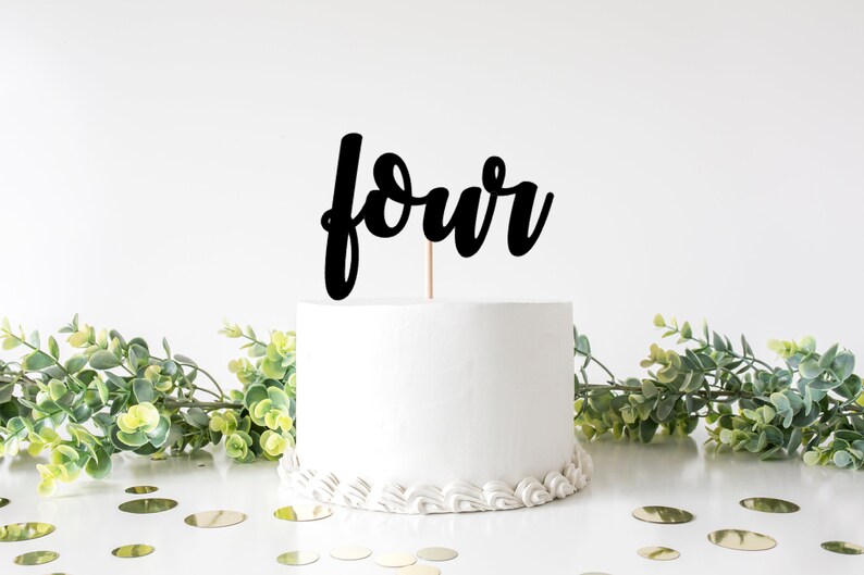 Four Age Fourth 4th Birthday Cake Topper