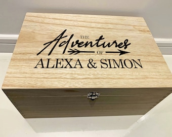 Large Personalised Engraved Wooden Adventure Memory Keepsake Box