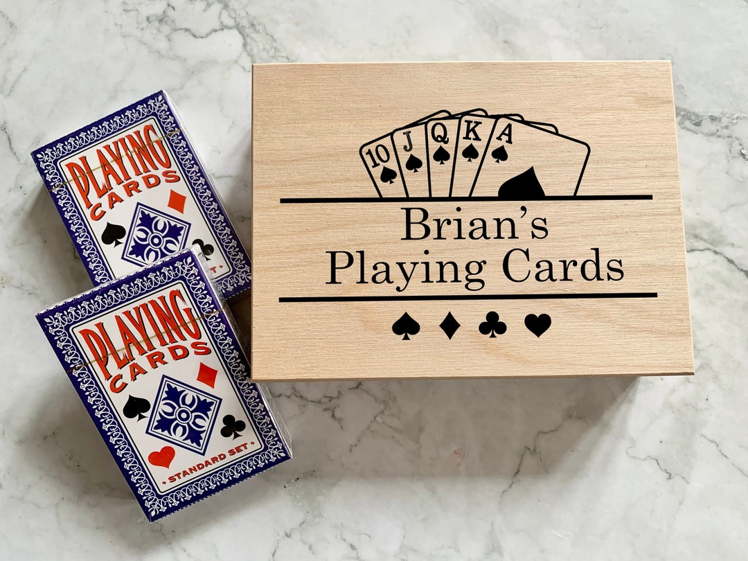 Personalized Wooden Playing Card Box: Monogrammed Trading Card Storage ...