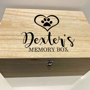 Large Personalised Engraved Wooden Pet Pawprint Memory Keepsake Box image 1