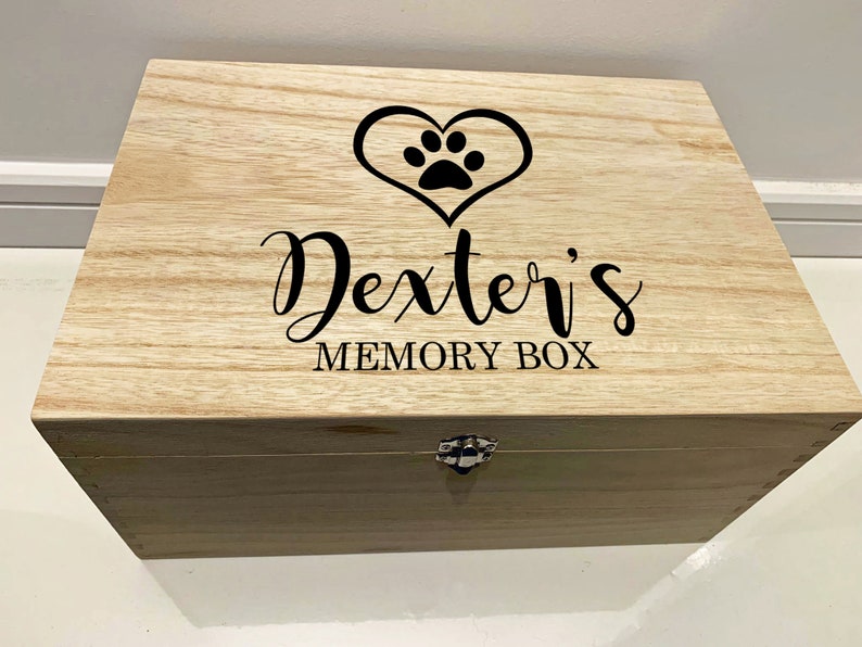 Large Personalised Engraved Wooden Pet Pawprint Memory Keepsake Box image 1