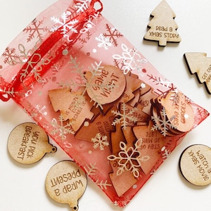 Personalised Engraved Wooden Christmas Advent Tokens, Chocolate advent alternative, Advent inserts, Engraved tokens, Christmas advent