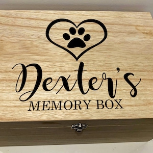 Large Personalised Engraved Wooden Pet Pawprint Memory Keepsake Box image 6