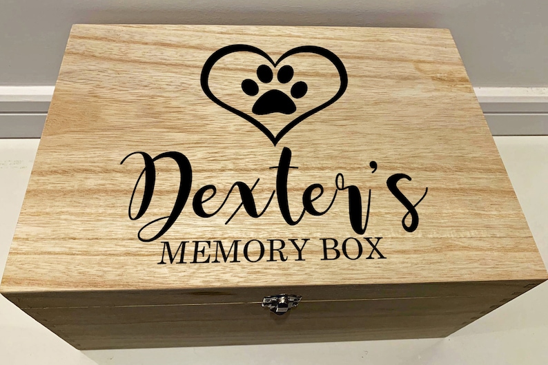 Large Personalised Engraved Wooden Pet Pawprint Memory Keepsake Box image 6