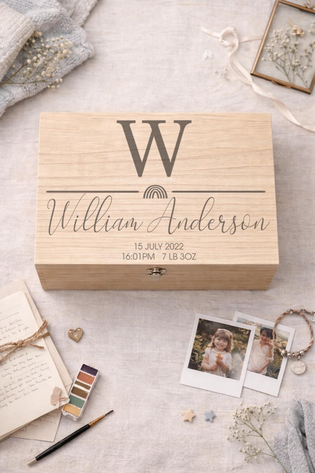 Personalised Baby Keepsake Box – Engraved Wooden Memory Box With ...