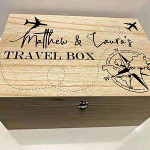 Große personalisierte gravierte hölzerne Erinnerungskiste, Reisebox