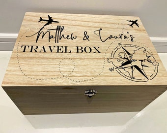 Large Personalised Engraved Wooden Memory Box, Travel Box