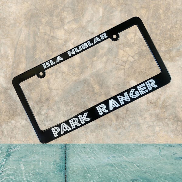 Isla Nublar Park Ranger License Plate Frame - Jurassic World Fan Gift