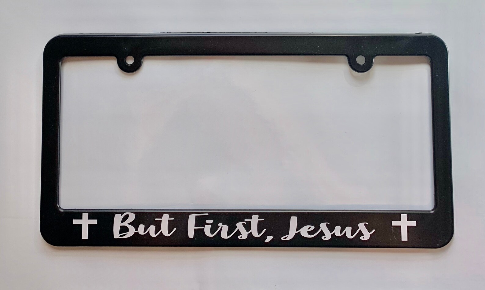 But First Jesus License Plate Frame Grateful Thankful Blessed Etsy