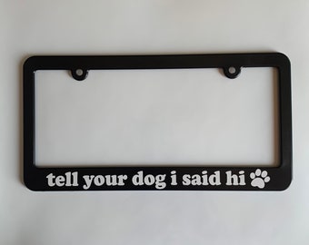 TianHeYue 2Pack Car License Plate Frames,Dog Paws Puppy Animal Pets Aluminum Car Accessories with 4 Holes and Screws 