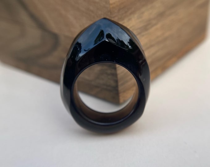 Black Morion Quartz Ring, Natural Smoky Quartz Statement Ring, Handmade Artisan Jewelry, Unique Gothic Ring, One of a Kind Gemstone Ring