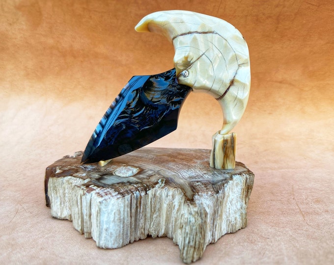 Obsidian Knife, Magic knife with Obsidian for Practice or Collection, Stone Kn, Decorative art Piece