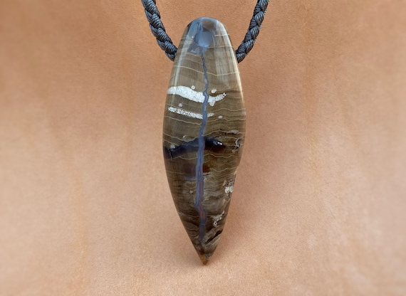 Petrified wood Amulet, Stone Pendant