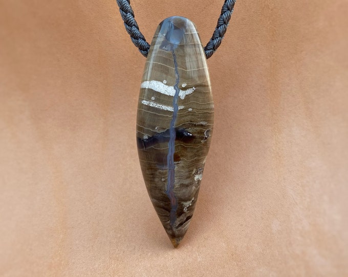 Petrified wood Amulet, Stone Pendant