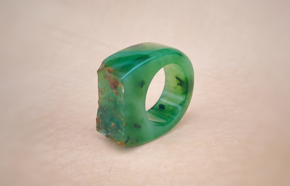 Jade Amulet ring, top jade, Author's ring from jade grade Haranur, Neolithic Jade Ring, Security Ring
