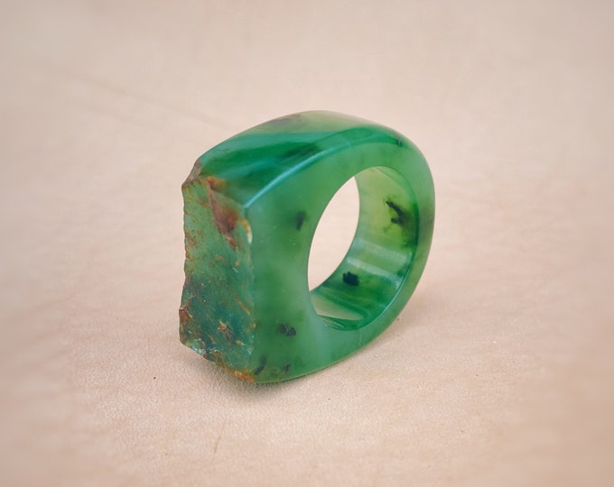 Jade Amulet ring, top jade, Author's ring from jade grade Haranur, Neolithic Jade Ring, Security Ring