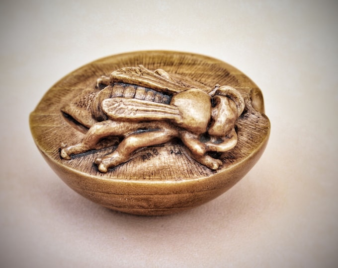 Brooch or pendant from the Tree, in the form of a bee on a plum Author's work, a unique gift, Art work