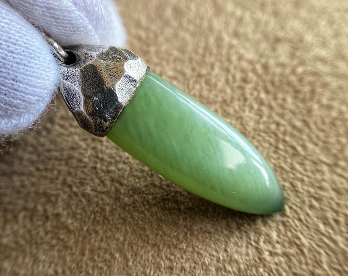 Nephrite, Jade Pendant, Nephrite with the effect of a cat's eye