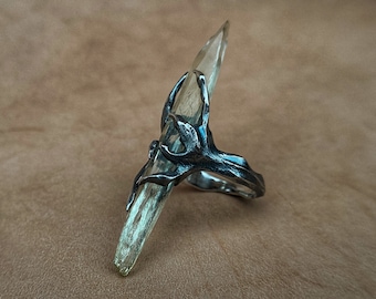 Ring with heliodor crystal, handmade designer ring, Heliodor Ring, Art Ring, Stone ring26@