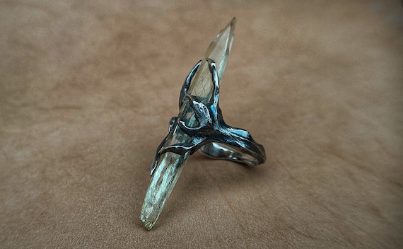 Ring with heliodor crystal, handmade designer ring, Heliodor Ring, Art Ring, Stone ring26@