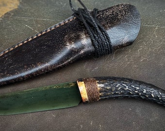 Jade Knife, Siberian jade, Knife for collecting herbs and mushrooms)