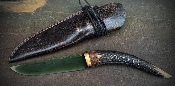Jade Knife, Siberian jade, Knife for collecting herbs and mushrooms)