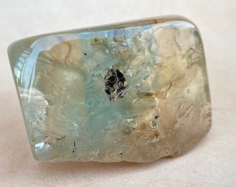 Polychrome Topaz, Rarity, Bi-color topaz,  with Morion crystal inside, , Rare