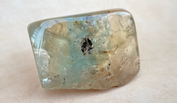 Polychrome Topaz, Rarity, Bi-color topaz,  with Morion crystal inside, , Rare