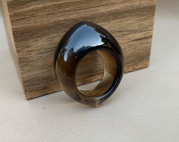 Unique Natural, Cognac Polychrome Quartz Statement Ring, Handmade Artisan Gemstone Jewelry, One of a Kind Ring