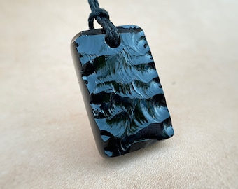 Handmade Protection Pendant, Volcanic Stone, Talisman for Energy & Balance, NeolithicStyle26