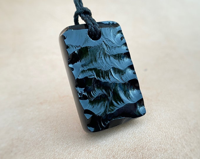 Handmade Protection Pendant, Volcanic Stone, Talisman for Energy & Balance, NeolithicStyle26