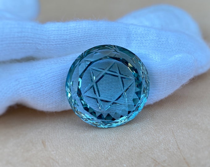 Blue Topaz with Star of David Gemstone, Blue Topaz