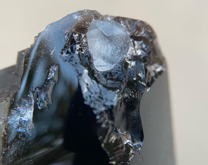 Natural Morion Quartz Crystal with Phenakite, Rare Smoky Quartz Mineral Specimen, Collector Crystal, Unique Crystal