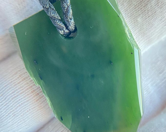 Nephrite Amulet, Natural Jade Pendant with Raw Structure