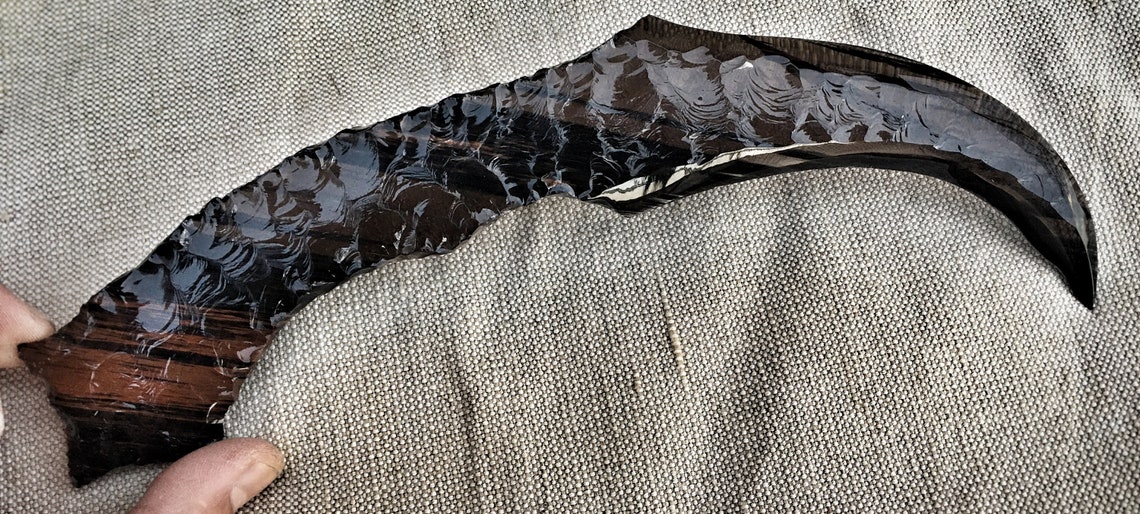 Stone Karambit Volcanic Glass Knife Obsidian Knife Etsy