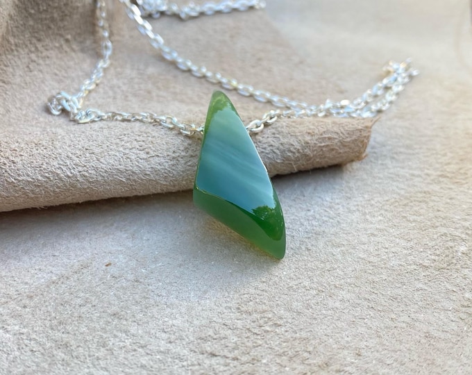 Jade Cat Eye Amulet,  Natural Green Jade Pendant,  Gemstone Talisman,  Spiritual Jewelry,  Boho Gift for Her