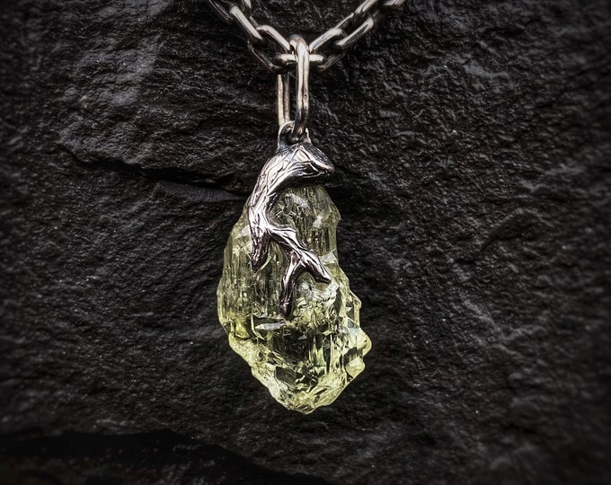 Crystal Heliodor, Magic Amulet, Designer pendant with a crystal