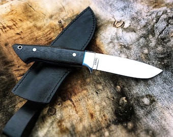 Bushcraftmes, jacht- en outdoormes, handgemaakt CPM Magnacut-lemmet, uniek ambachtelijk mes