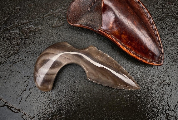 Flint knife, Stone knife, Author’s knife, Neolithic knife, Handmade, Copyright products, Stone Art, NH07F68