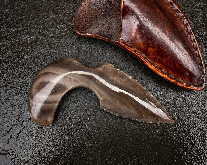 Flint knife, Stone knife, Author’s knife, Neolithic knife, Handmade, Copyright products, Stone Art, NH07F68