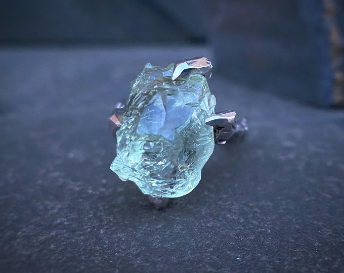 Ring with Heliodor Beryl Crystal, Exclusive designer ring, NeolithicStyle, Art ring