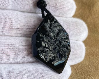 Morion Amulet, Stone Pendant, Black Quartz Necklace