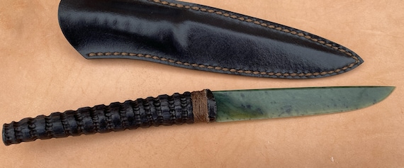 Jade Knife, Author's knife made of stone, Handmade Knife made of Jade, Siberian Stone, Rare Stone24@1