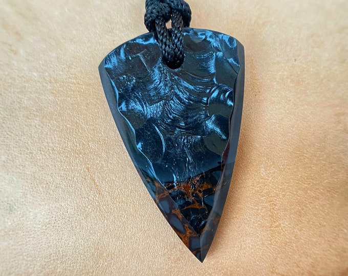 Obsidian Amulet, Rare Talisman, NeolithicStyle