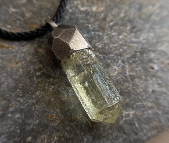Heliodor Crystal in Silver, Rare Amulet, Unique handmade amulet, Collector’s pendant
