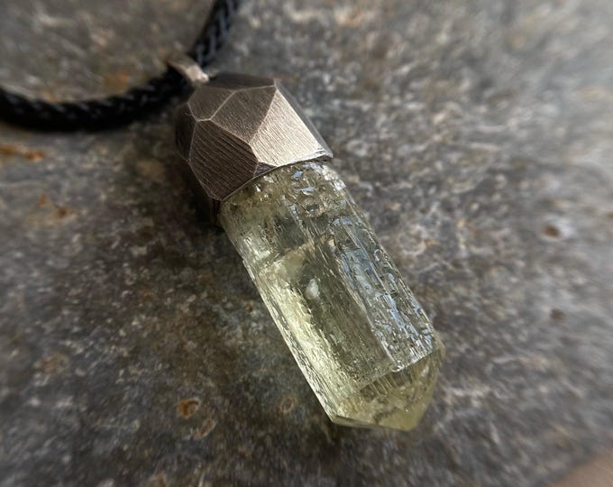 Heliodor Crystal in Silver, Rare Amulet, Unique handmade amulet, Collector’s pendant