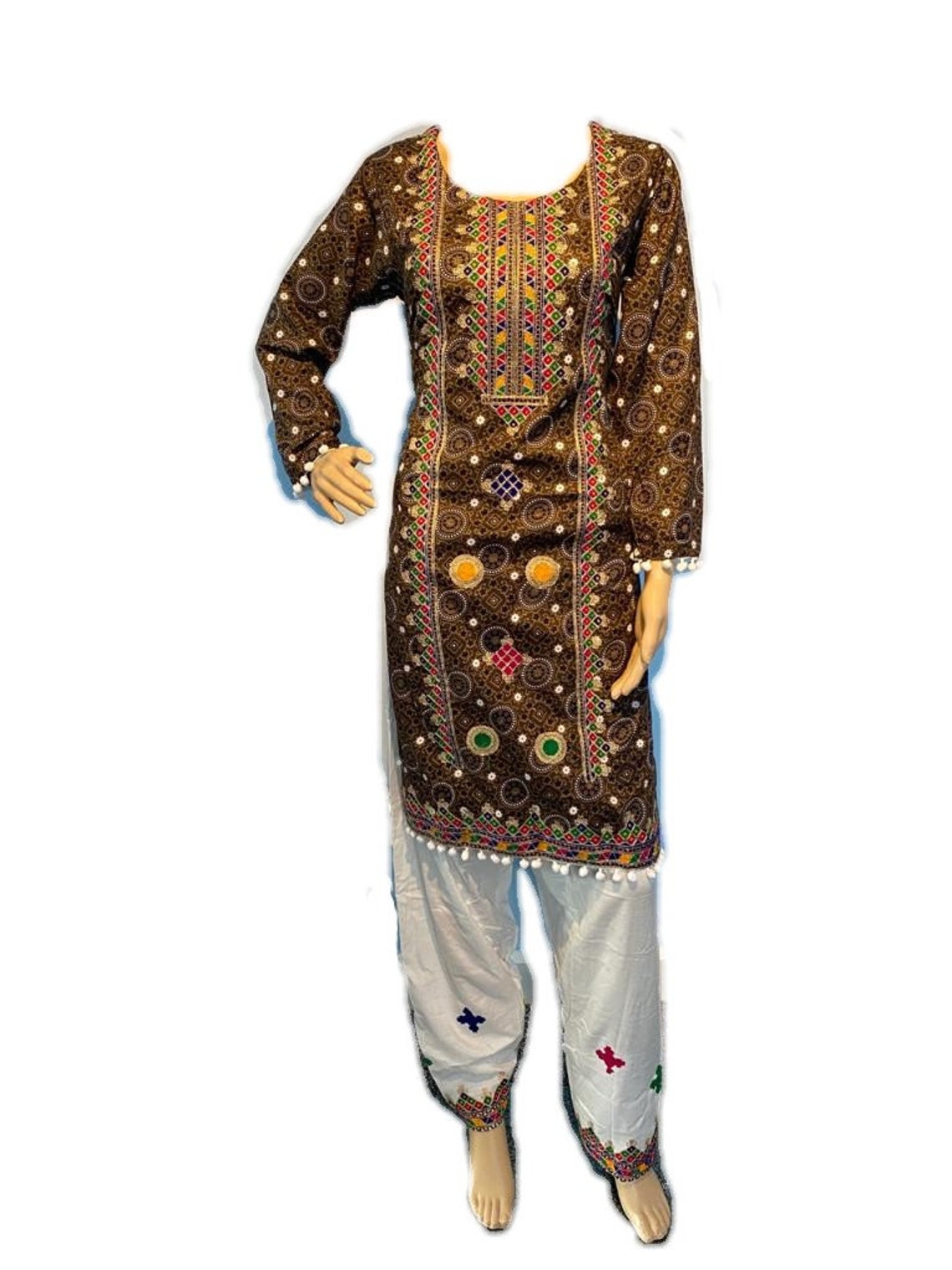 ajrak on black shalwar kameez