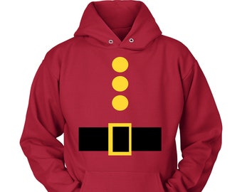 Santa Costume Hoodie Elf Dwarf Belt Buttons Style Christmas Sweater Santa Costume Pullover